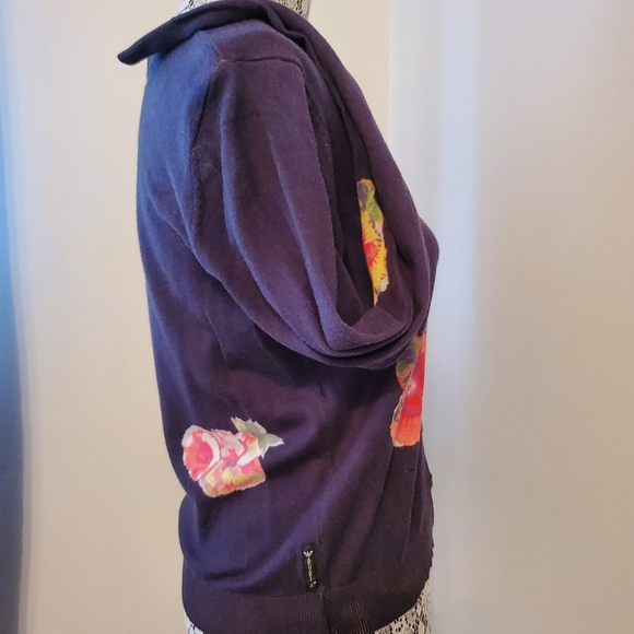 NWOT Armani Jeans Navy Floral Cardigan sz 46/XL - Picture 2 of 5